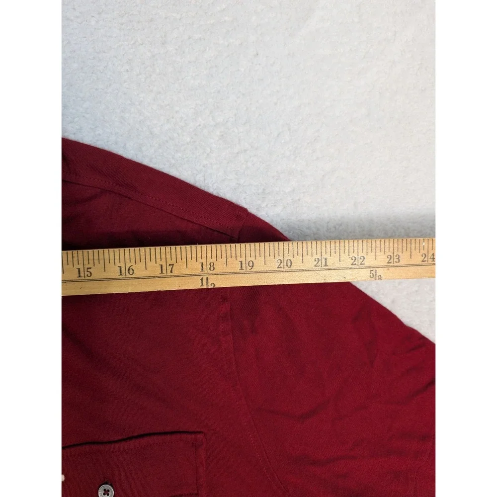 True‎ Religion Men's XL Triple Needle Knit Button Up Shirt Red S/S Double Pocket